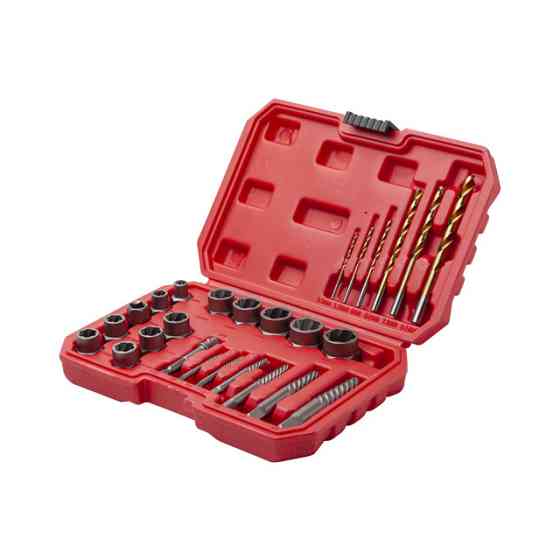 Набір екстракторів та свердел для пошкоджених болтів і гайок, 26 шт. INTERTOOL SD-8009 Київ