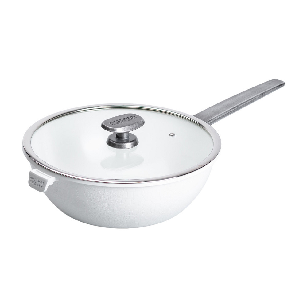 Алюмінієва сковорода 5.6 л з керамічним покриттям антипригарним Ø 30 см Біла MGC HP-4-460W Коломия - фото 1