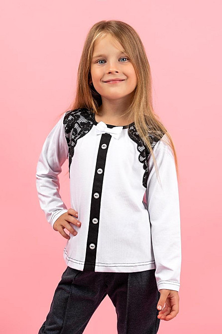 Блуза для девочки, белая топ Крохатушка одяг Киев - изображение 2