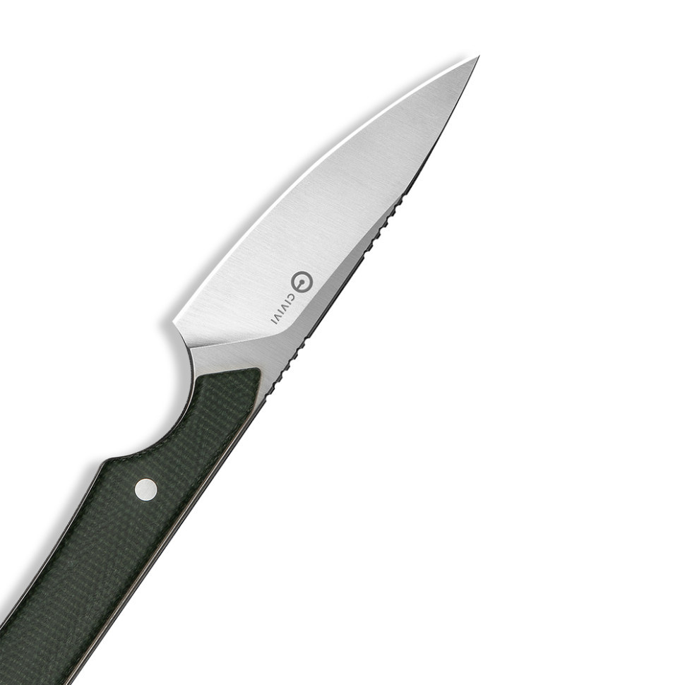 Ніж фіксований кишеньковий Civivi High Grass Field Knife (7,4 см) 14C28N / Micarta зелений з чохлом Київ - фото 7