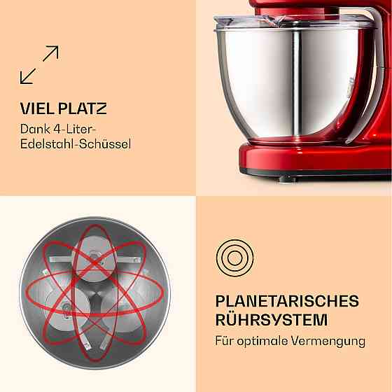 Мініміксер Bella 1200 Вт 6 рівнів 4 літри з неіржавкої сталі Імпульсна функція червоний (Німеччина, читати Рівне