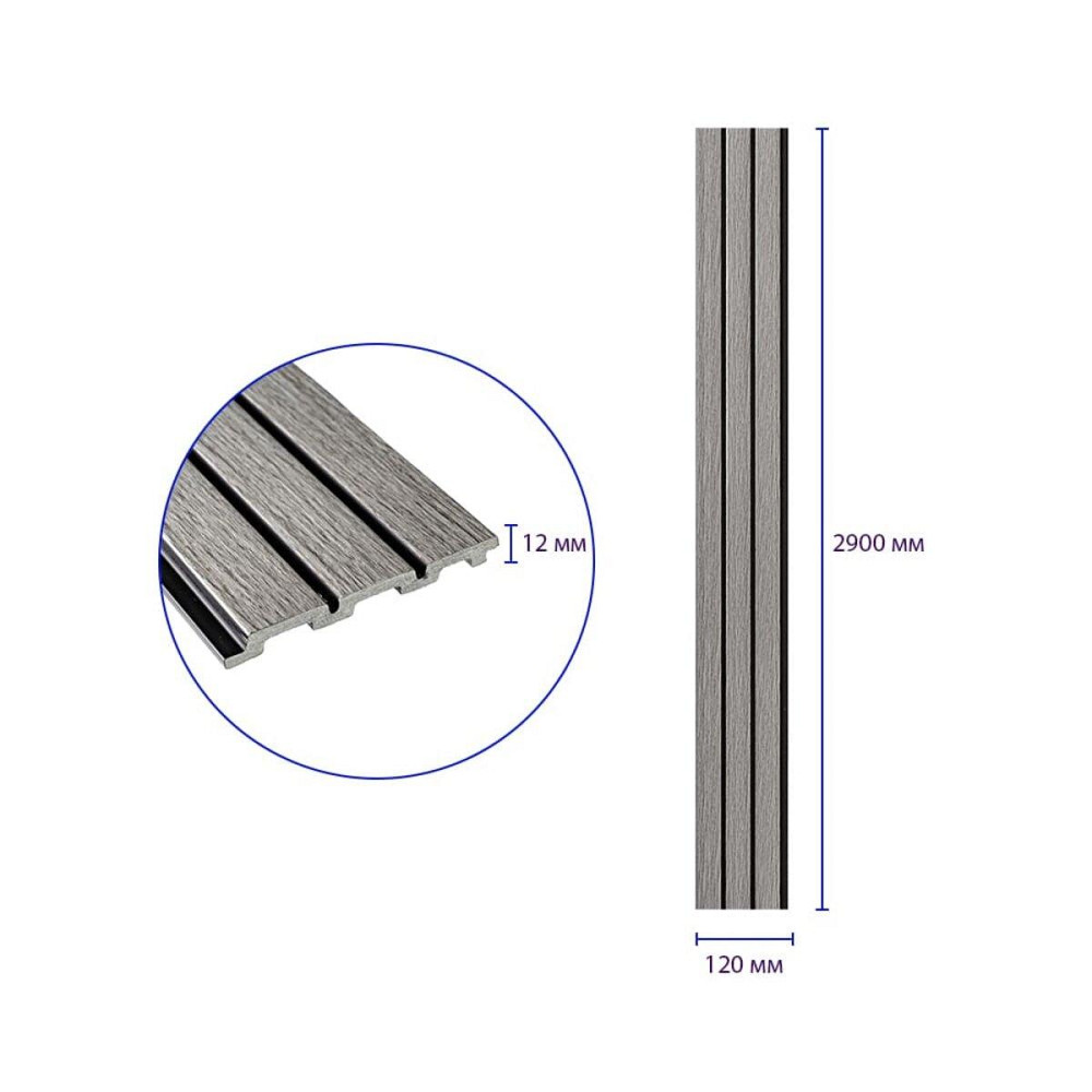 Рейка декоративная PS 2900х120х12мм Светло-серый дуб SW-00001740 Днепр - изображение 3