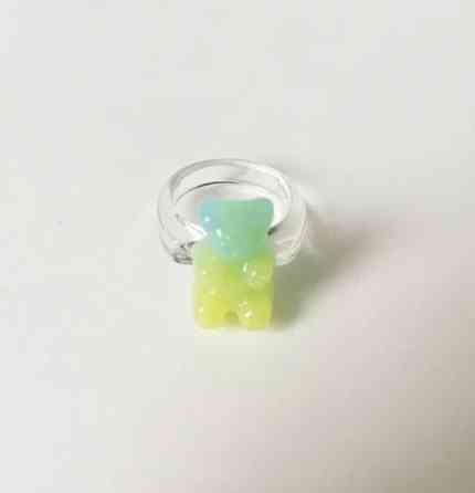 Кольцо для детей с мишкой салатовое - окружность 4,5см (не регулируется), пластик Киев