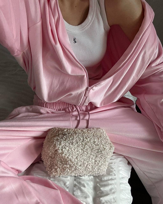 Жіночий стильний костюм оверсайз: кофта та штани турецький велюр спорт Барбі Одеса - фото 5