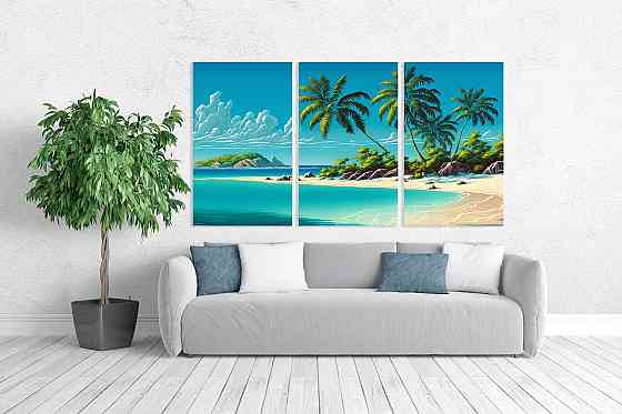 Модульна картина у вітальню/ спальню   Пляж      ART-163_3A Київ