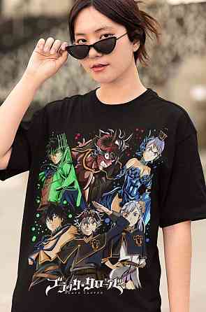 Футболка чоловіча з аніме принтом Чорна конюшина оверсайз (S/M/L) Чорний AnimeJ1032 Дніпро