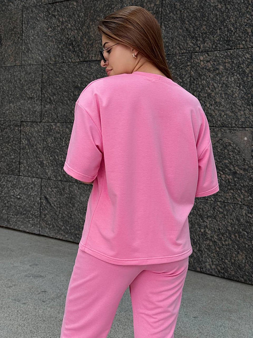 Спортивный костюм женский футболка и штаны джогеры Розовый XL-XXL Харьков - изображение 4