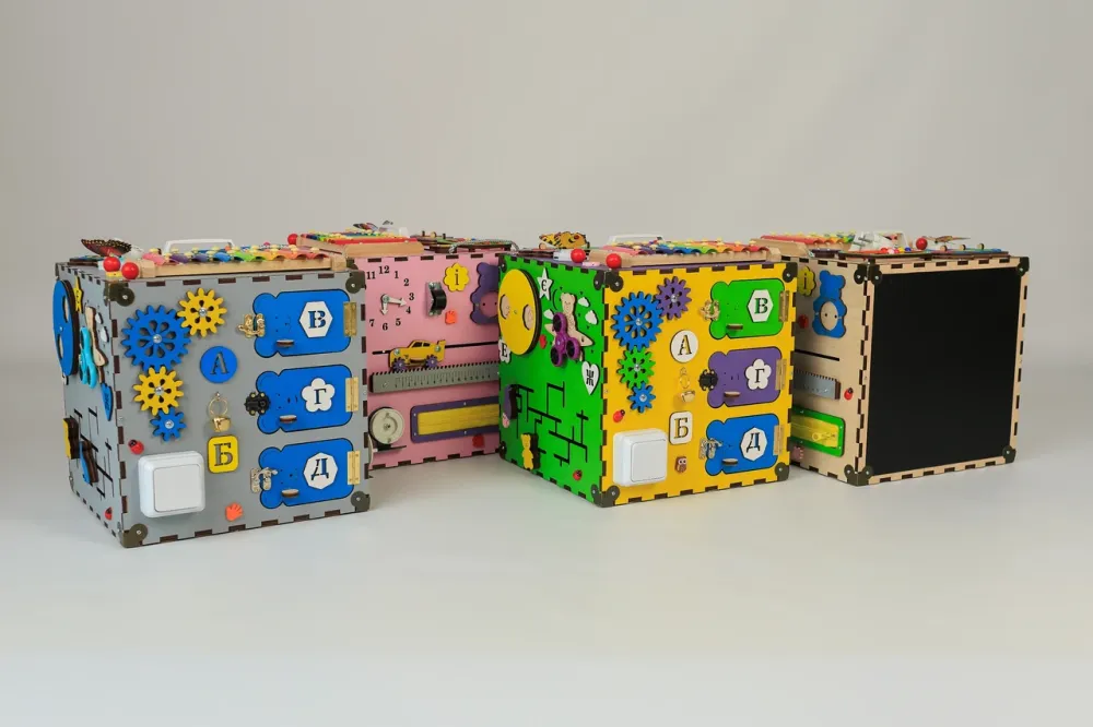 Розвивальний бізікуб 30*30*30 для дітей куб Бізіборд для хлопчика та дівчинки від 6 міс дитячий дерев'яний для дрібної моторики Тернопіль - фото 18