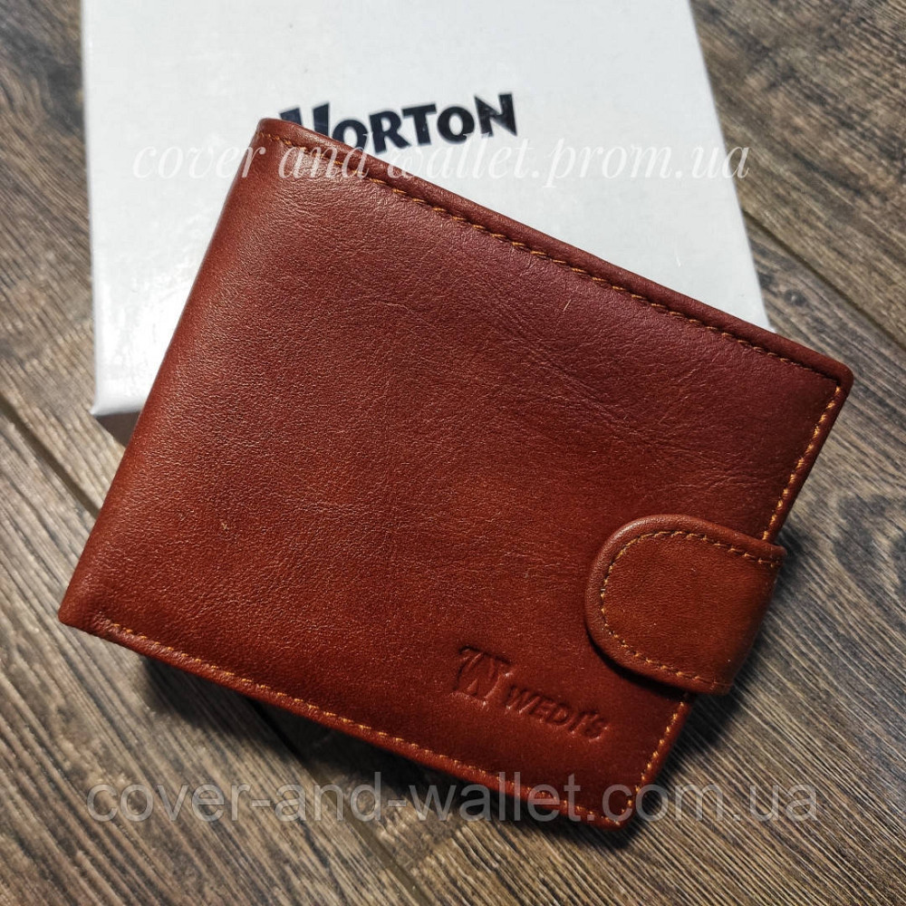 Світло-коричневий чоловічий шкіряний гаманець на кнопці середнього розміру Нorton Київ - фото 3