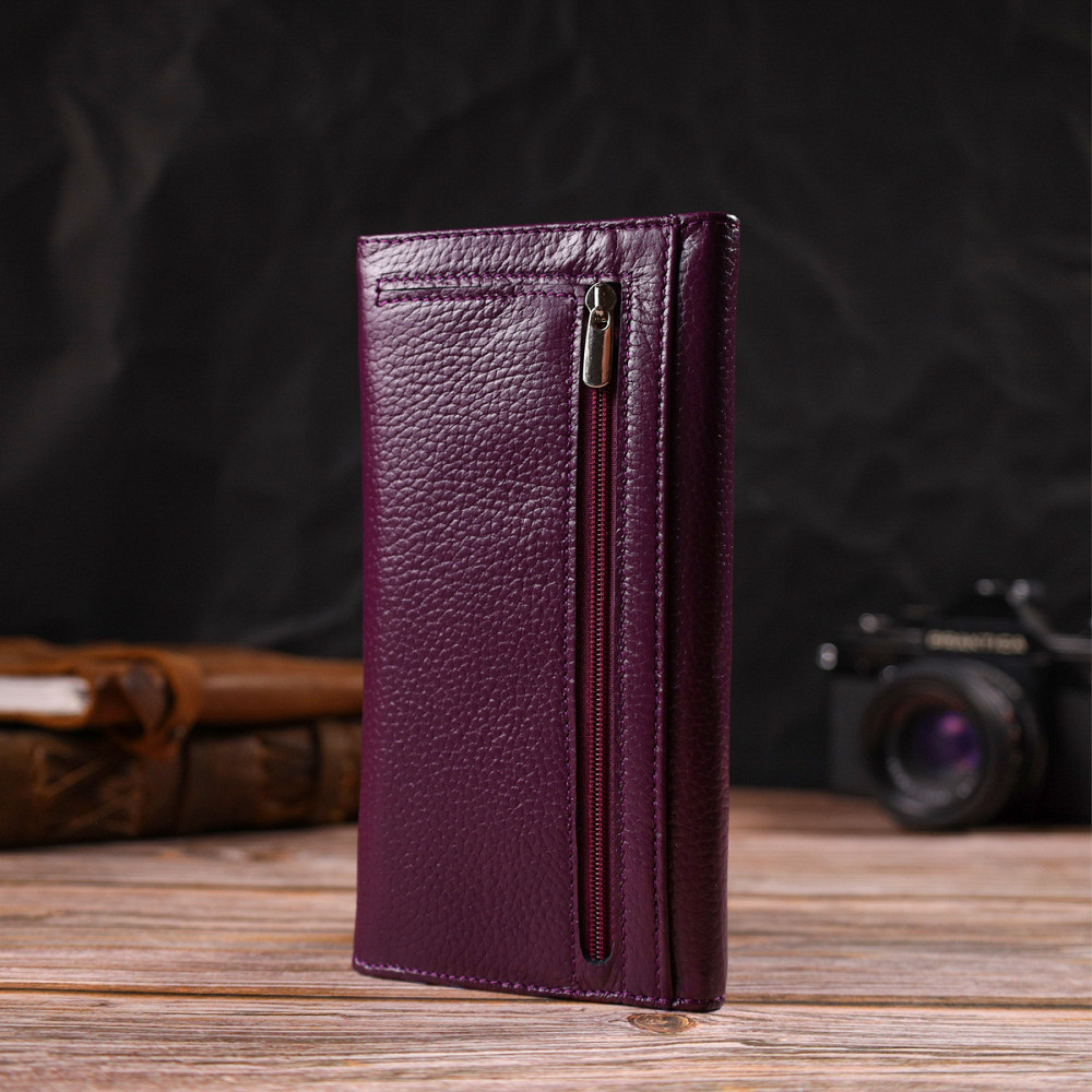 Ультрамодне жіноче портмоне з натуральної шкіри флотар CANPELLINI 21693 Бузкове Київ - фото 7