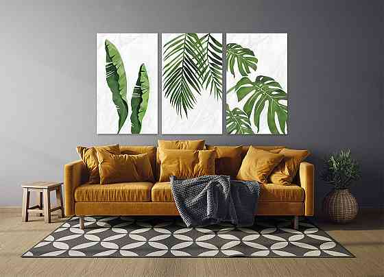Модульная картина "Зелені листя Абстракція" Art-900_3A (53х100см) 100x150 см Київ