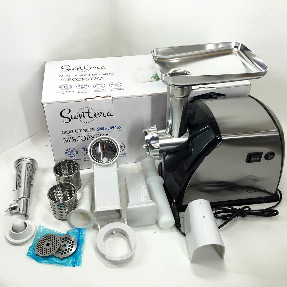 Шнековая электро мясорубка Suntera SMG-5454SS 2200 Вт, Кухонная мясорубка с реверсом MY-93 Львов - изображение 9
