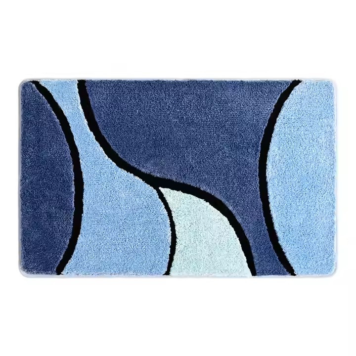 Килимок для ванної та душу килимок для ніг у ванну кімнату, мікрофібра, атиковзкий 50х80 см, синій з візерунком Кам'янець-Подільський - фото 2