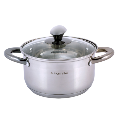 Набір каструль 6 предметів (каструлі 1/1,5/2л) нержавіюча сталь порожнисті чорні ручки 4926 KAMILLE Житомир