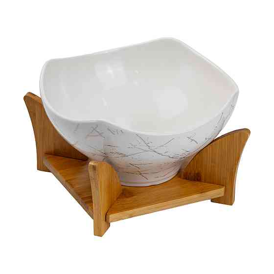 Салатниця на бамбуковій підставці з вилкою і ложкою 22 см Київ