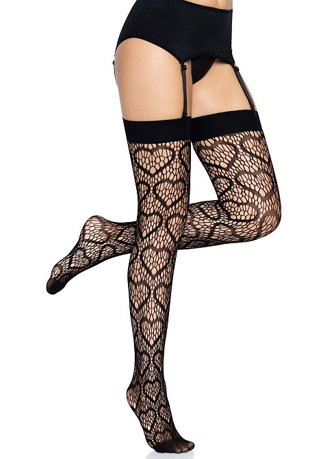 Ажурні панчохи із сердечками Leg Avenue Heart Black, one size Sex Aura Київ - фото 3