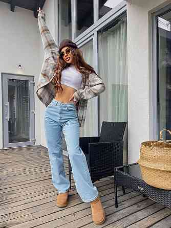 Женские голубые джинсы трубы-палаццо коттон 100% Одесса