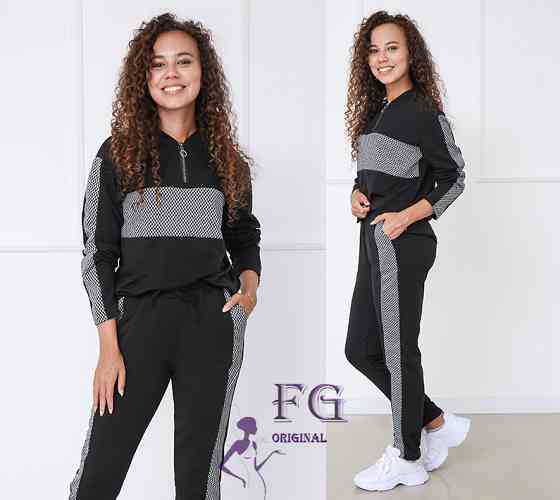 Демісезонний прогулянковий костюм із трикотажу "Wonderlend" оптом | Норма і батал | Розпродаж моделітал 54-56, Чорний Київ