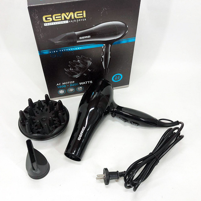 Мощный фен для волос Gemei GM-103 2200 Вт, Фен для волос с режимами Профессиональный оригинал AC-53 Львов - изображение 8