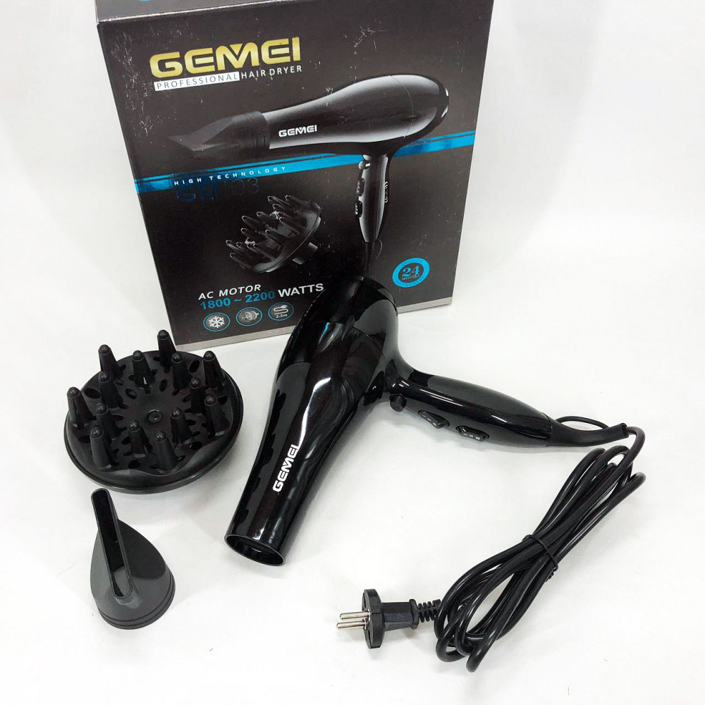 Потужний фен для волосся Gemei GM-103 2200 Вт, Електрофен з насадками, Фен без шкоди для волосся AC-53 Львів - фото 8