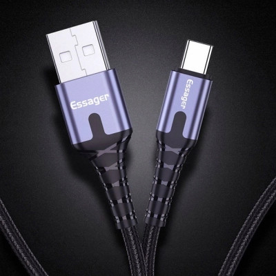 Дата кабель USB 2.0 AM to USB-C 2.0m 3A LED black Essager (EXCT-XGA0G) Вінниця - фото 6
