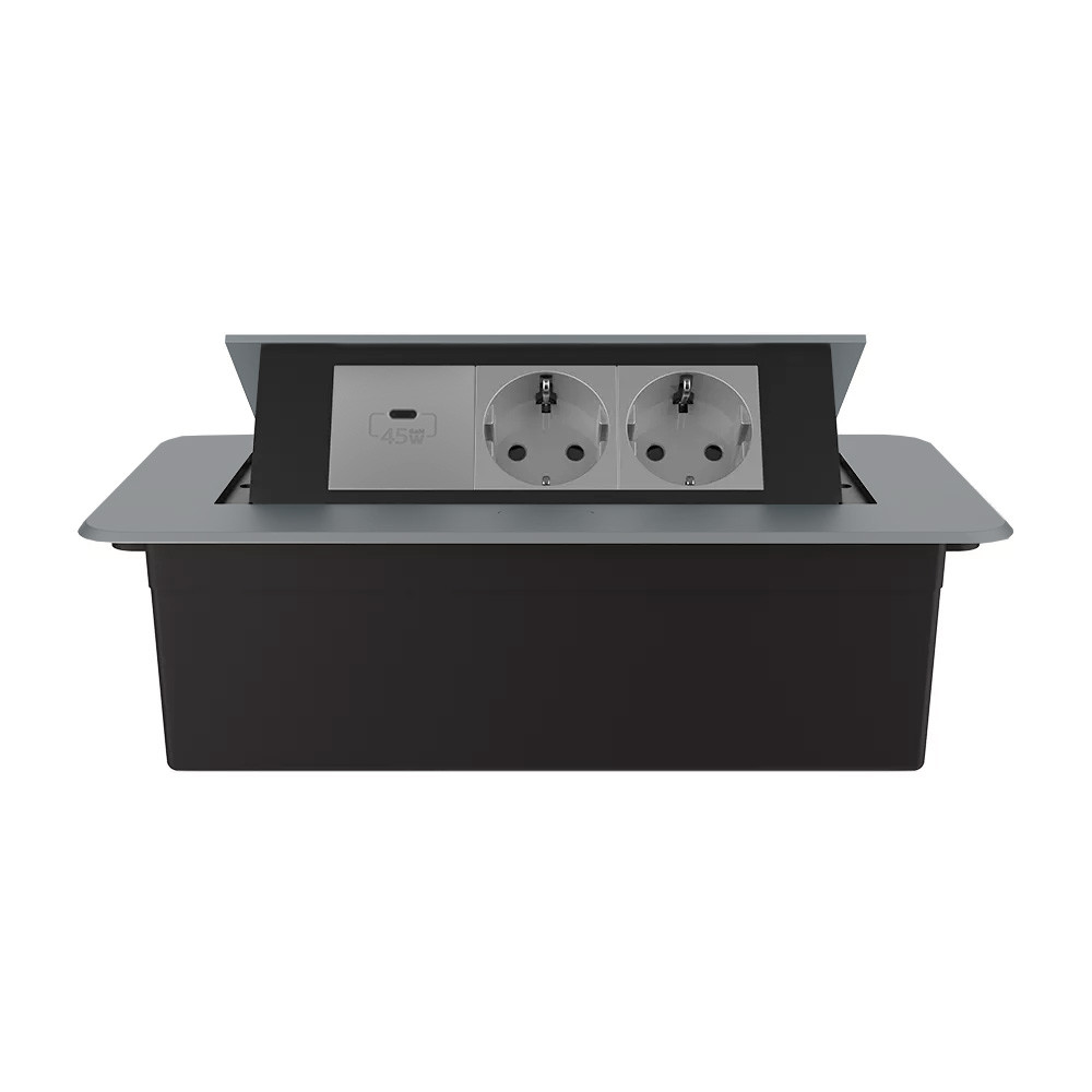 LIVOLO Меблева розетка потрійна LIVOLO сіра, вбудована у стільницю, з USB Type-C 45 Вт, висувна Коломыя - изображение 8