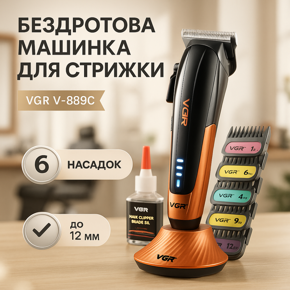 Машинка для стрижки волос для чувствительной кожи VGR Мощная машинка для стрижки волос мужчин WA-56 Львов - изображение 20