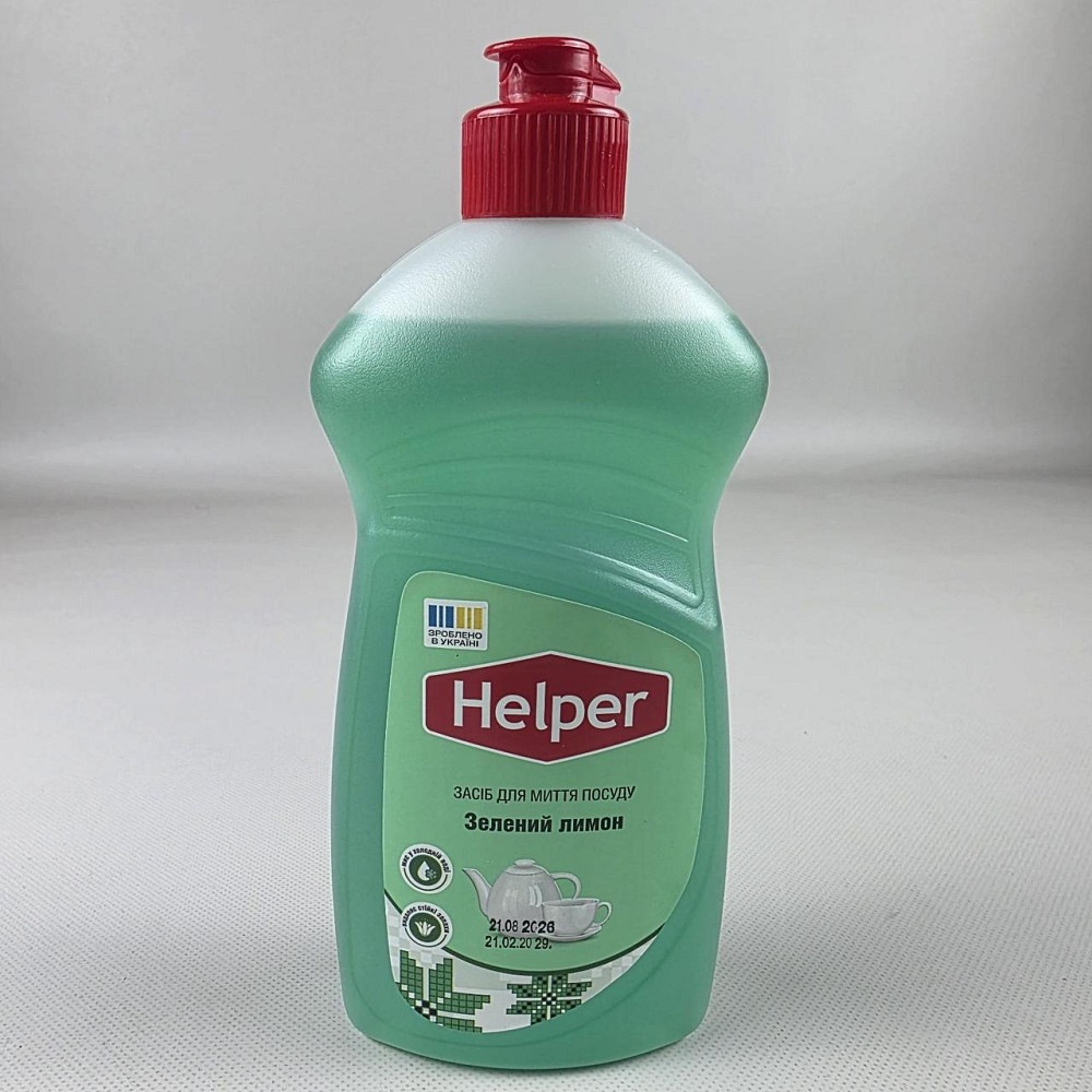 Средство для мытья посуды Helper Зеленый Лимон 495г (1 шт) Харьков - изображение 1