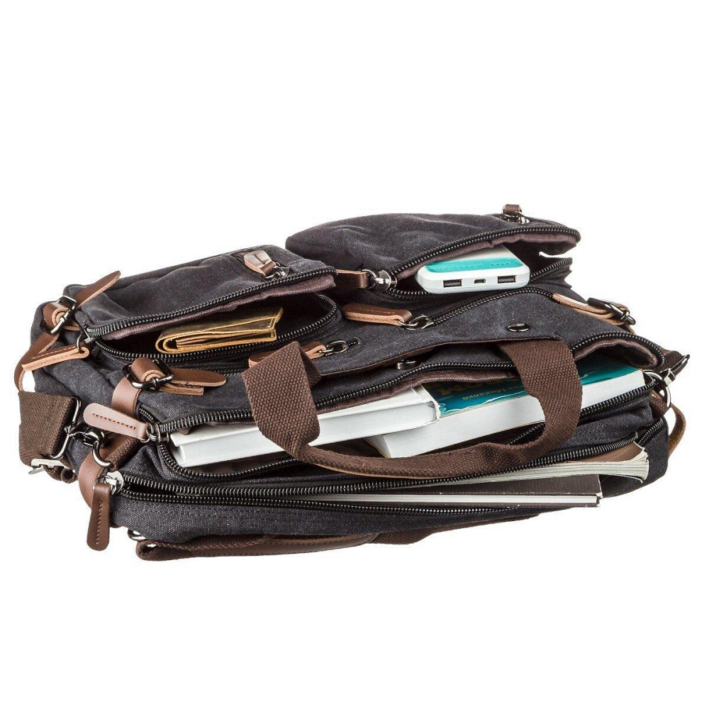 Сумка-трансофрмер текстильная Vintage 20144 Черная Киев - изображение 2