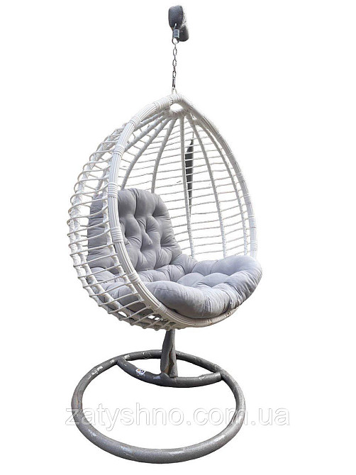 Кокон із ротанга з сірою подушкою Київ - фото 6