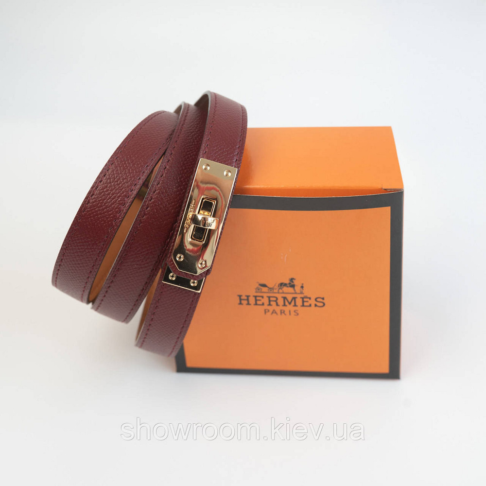 Жіночий ремінь шкіряний Hermes Гермес (280-1) бордовий Київ - фото 3