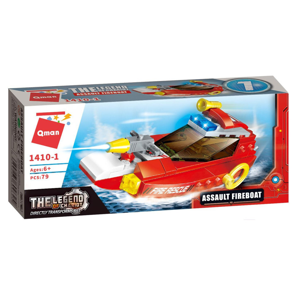 Конструктор Qman 1410-1-8 Пожежна техніка, 79 дет  Assault Fireboat Вінниця - фото 1