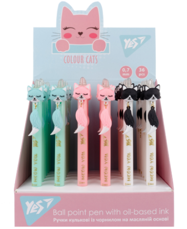 Ручка олійна автоматична "Yes" 412010 "Color Cats" 0,7мм синя, шт Київ