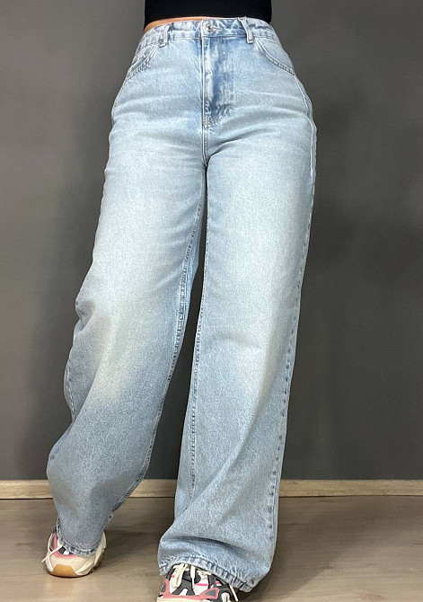 Джинси жіночі Its Basic 2499-3-4 Wide Leg jeans з високою талією широкі рівні від стегна з виточками на стегнах блакитні, блакитний, 40, 40, 78 см, 10 Київ - фото 5