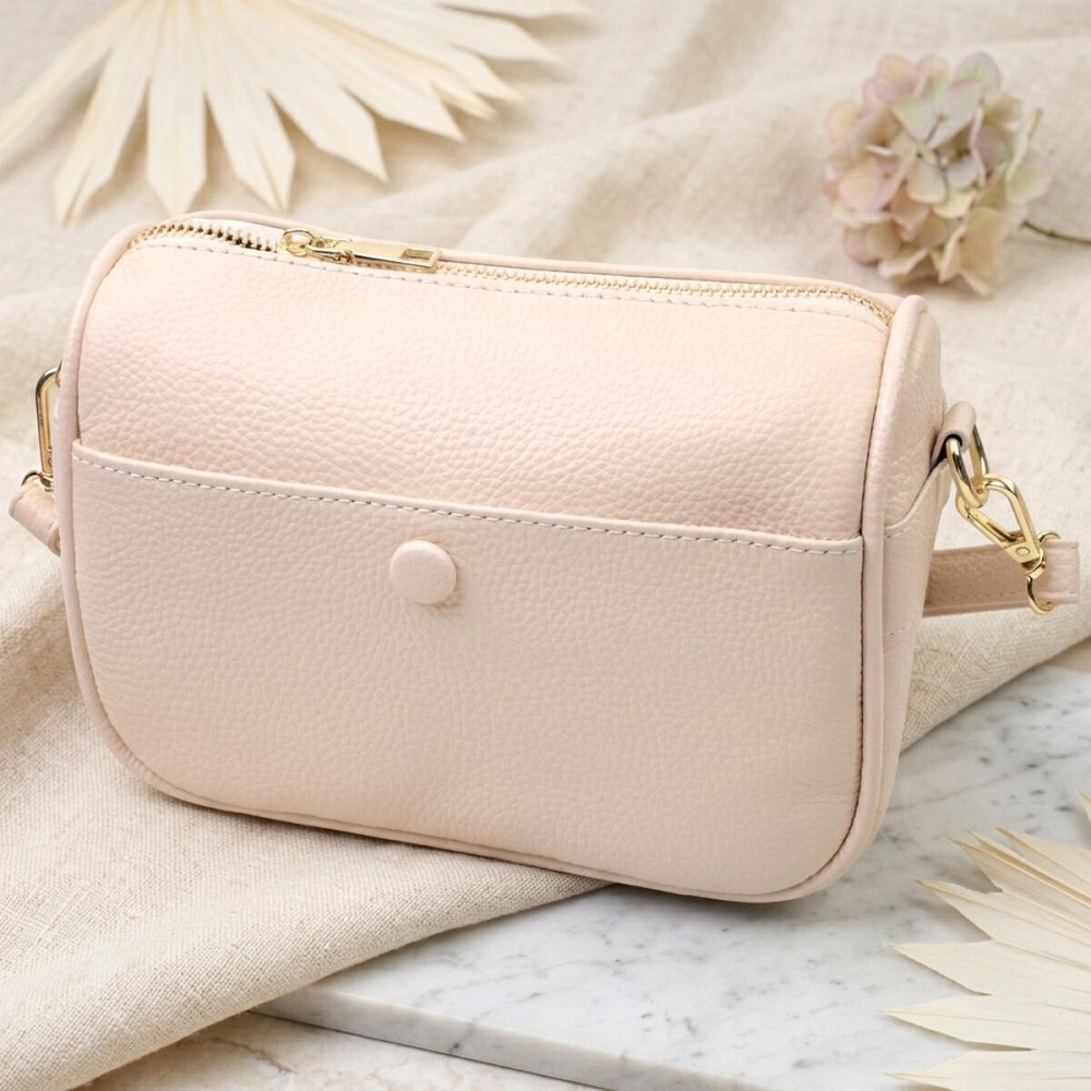 Компактна сумка крос-боді для жінок з натуральної шкіри на кожен день Vintage 22591 Біла Київ - фото 14