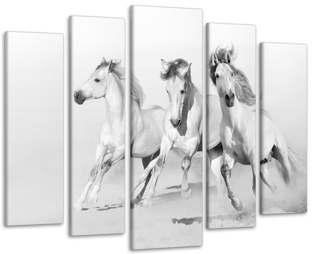Модульна картина у вітальню / спальню Білі Коні Art-411_5 ( 80х118см ) Київ - фото 1