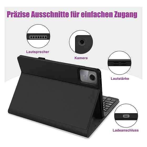 Чохол-клавіатура TENGWUDZ для Lenovo Tab M11 TB330FU TB330XU 11 дюймів чорний шкіряний Bluetooth знімна QWERTZ Київ