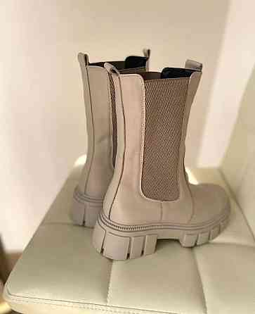 Черевики жіночі Челси бежеві натуральна шкіра зима висота 20 см (4912) Коломыя