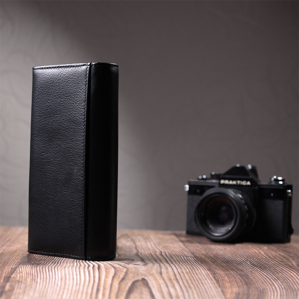 Жіночий шкіряний гаманець для карток купюр та монет ST Leather 22696 Чорний Київ - фото 20