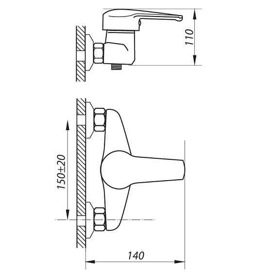 Душевой смеситель Zerix LOP-B 048 (ZX2647) для ванной Харьков