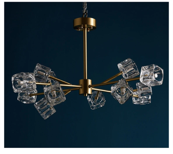 Світлодіодна люстра Кубик 8614 (Золота) на 12 плафонів Київ