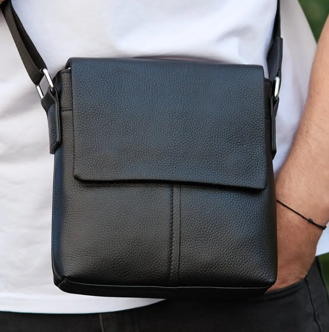 Сумка-планшет через плечо Tiding Bag (21 х 23 х 5.5 см) из натуральной кожи Черный Киев - изображение 11