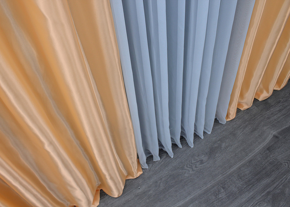 Комплект готовых штор VR-Textil Атлас № 797ш Персиковый 150х270 см 2 шт (30-576) Киев - изображение 7