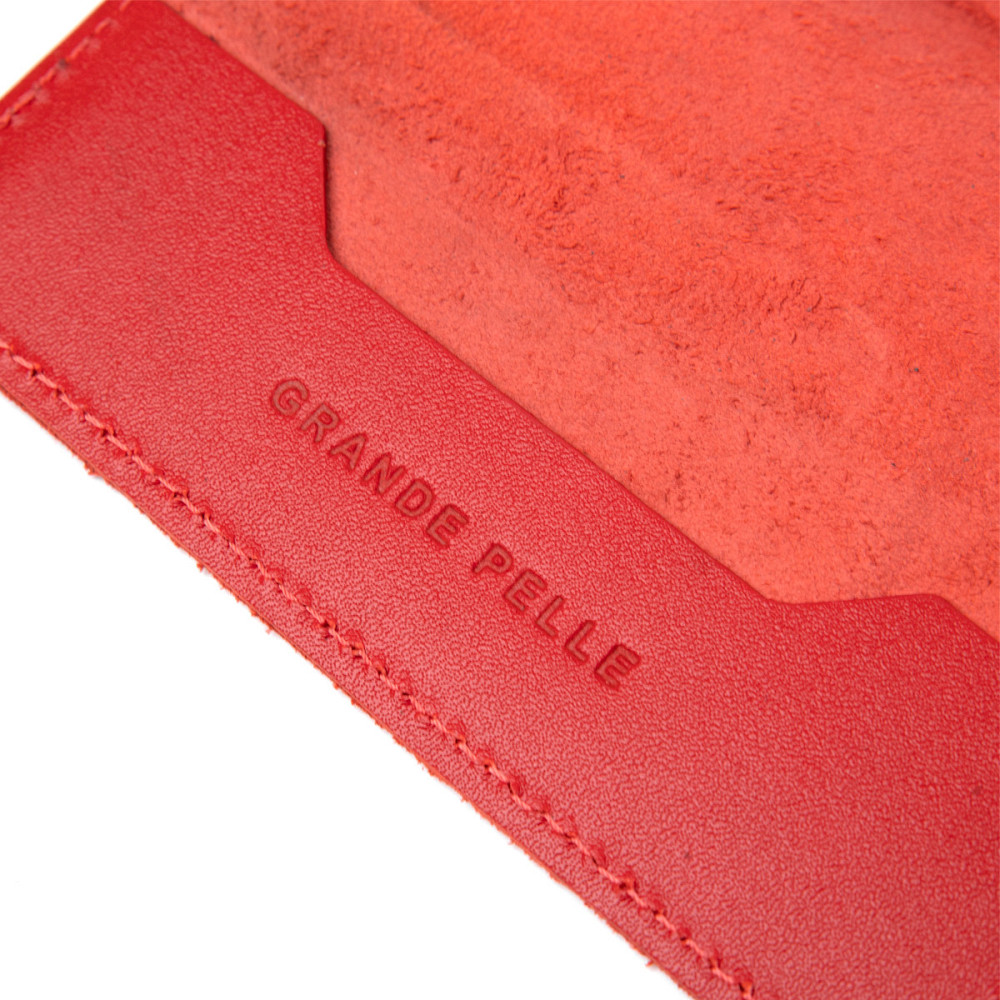 Яркая обложка на паспорт из натуральной кожи GRANDE PELLE 11484 Красный Киев - изображение 4