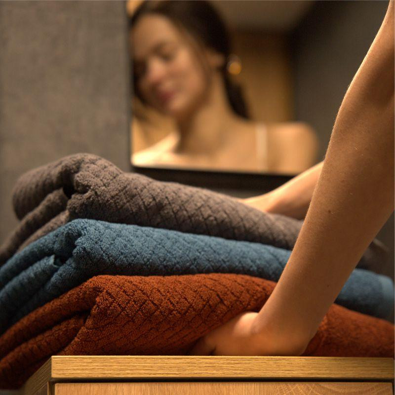 Рушник банний Lovely Svi  бавовна жаккардове для ванної, готелів, СПА - 70 х 140 см Diamond Grid Сірий (541124) Київ - фото 5