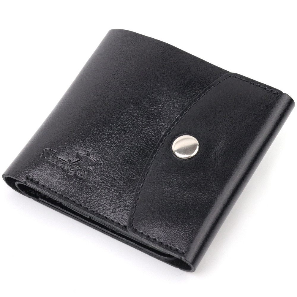 Чоловіче глянсове шкіряне портмоне Чорний (SHVIGEL) Київ - фото 5