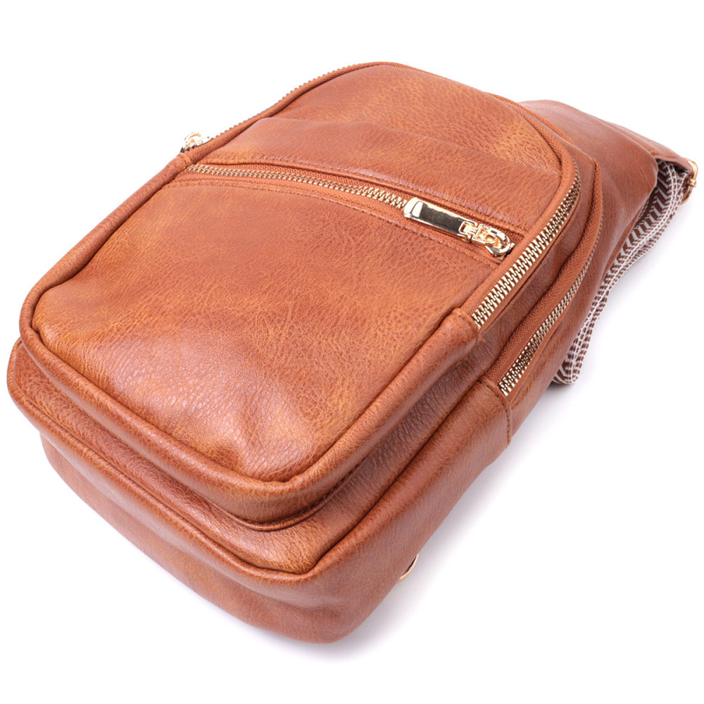 Практичная женская сумка с одной лямкой через плечо из экокожи Vintage 22758 Рыжий Киев - изображение 6