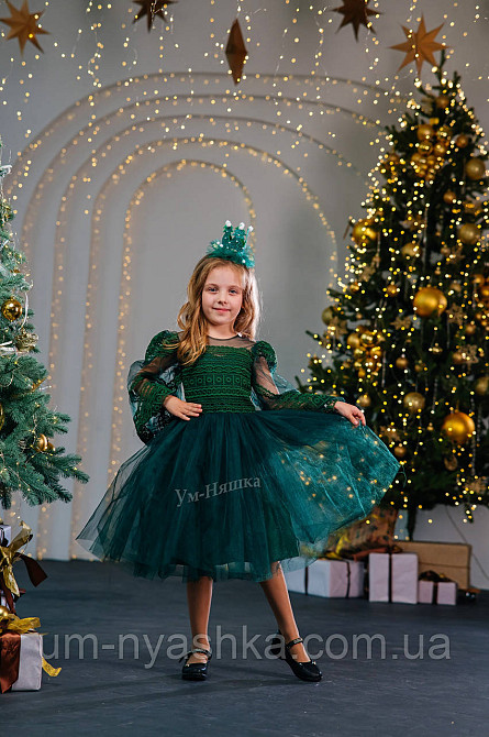 Зелене пишне плаття з рукавами 110-128 Кривий Ріг - фото 11