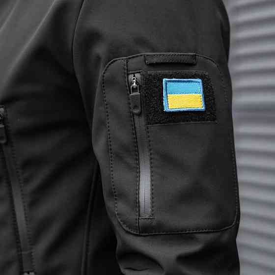 Куртка мужская демисезонная с капюшоном чёрная Pobedov Motive Киев