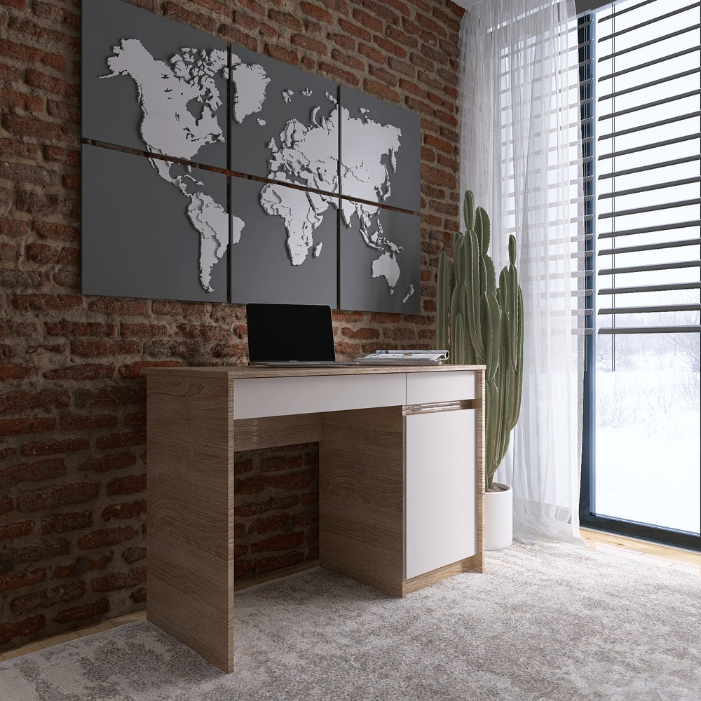 Письменный стол с 2 ящиками и закрытой секцией Эверест Сити-1100 110,1х50,1х76,6 см Дуб cонома/Белый (DTM-071104) Львов - изображение 5